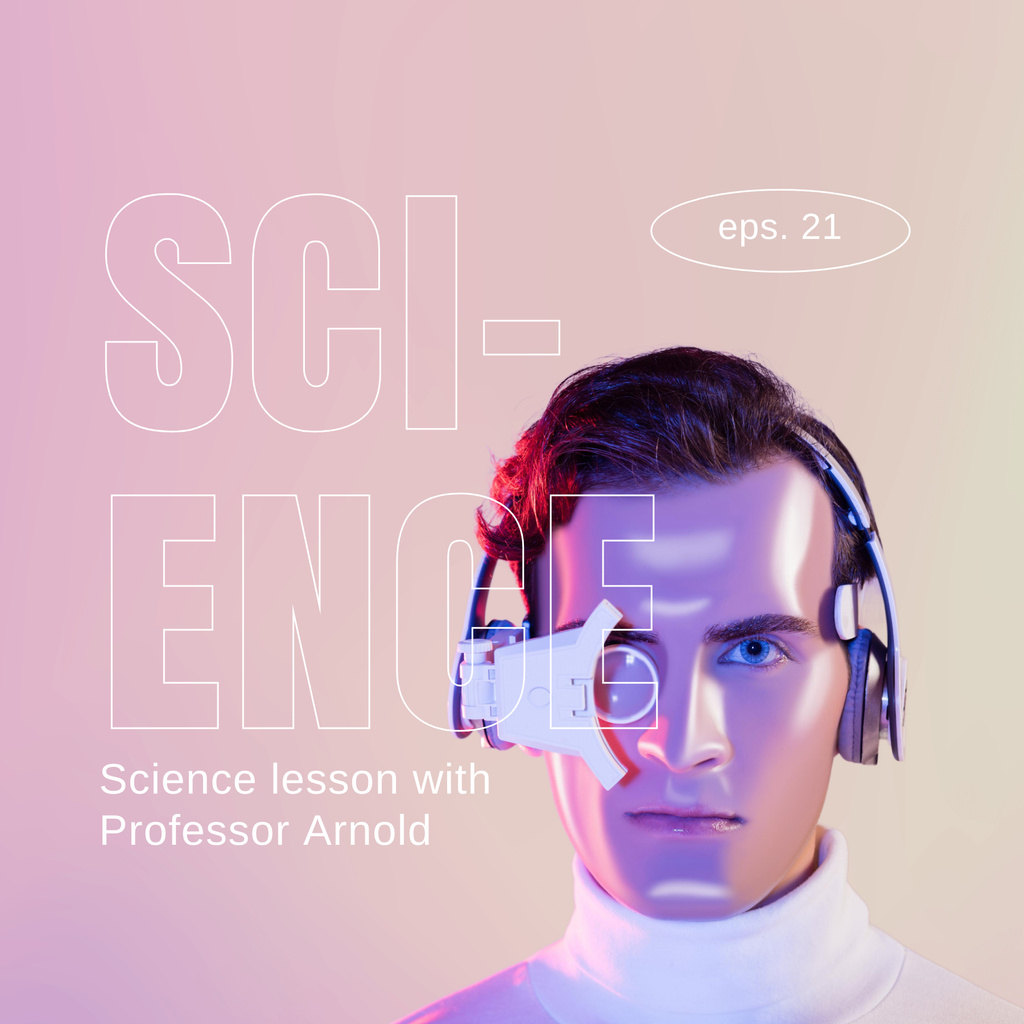 Podcast with Science Lessons Podcast Cover Tasarım Şablonu