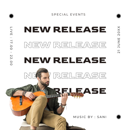 New Song Ad with Guitarist Instagram Design Template