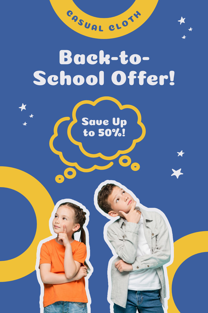 Discount Offer for Cute Pupils Before New School Year Pinterest Πρότυπο σχεδίασης