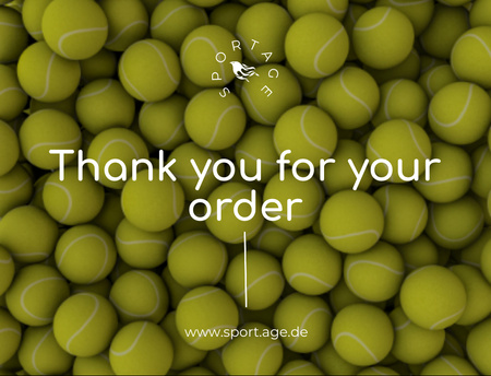 Modèle de visuel Texte de remerciement sur fond de balles de tennis - Postcard 4.2x5.5in