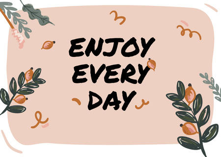 pembe bitkiler hakkında ilham verici bir mesaj Card Tasarım Şablonu