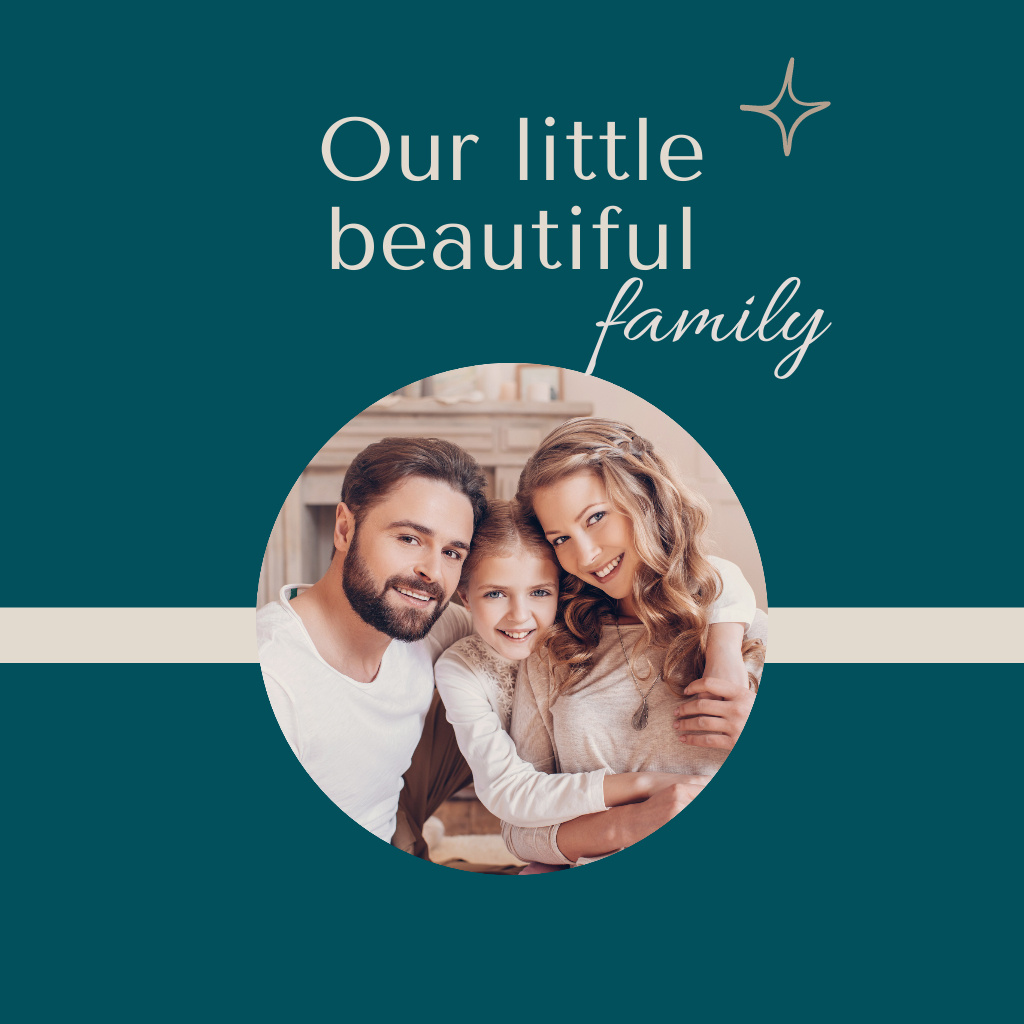 Happy Parents with Little Daughter Photo Book Design Template