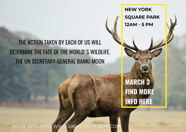 Eco Event announcement with Wild Deer Postcard Modelo de Design