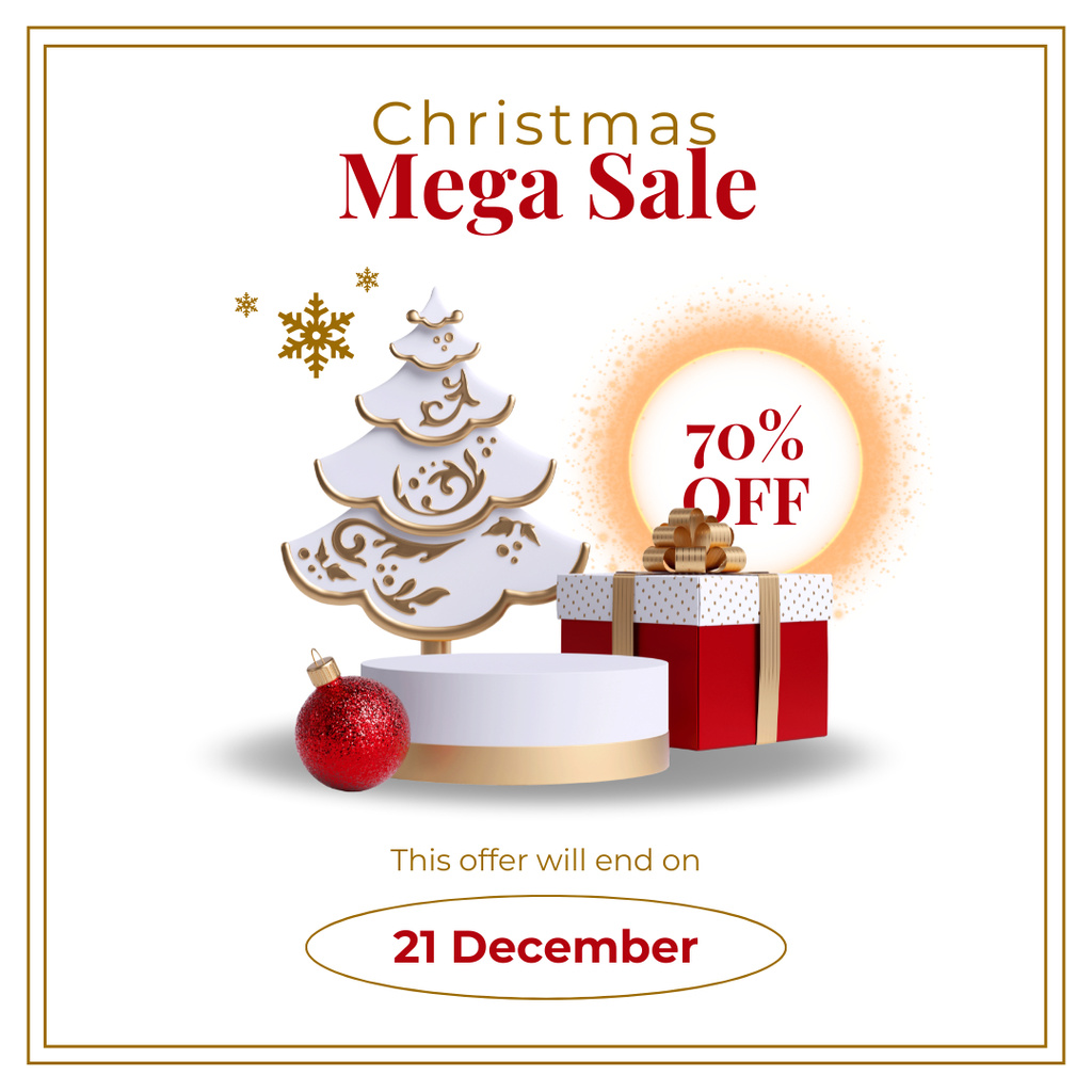 Designvorlage Christmas Big Sale Offer with Tree and Presents für Instagram AD