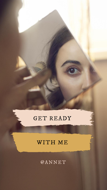 Modèle de visuel Beauty Ad with Woman looking in Mirror - Instagram Video Story