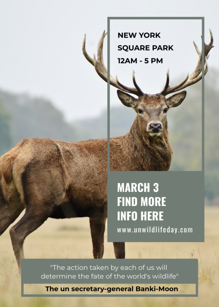Ontwerpsjabloon van Invitation van Eco Event announcement with Wild Deer
