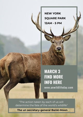 Eco Event announcement with Wild Deer Invitation Design Template