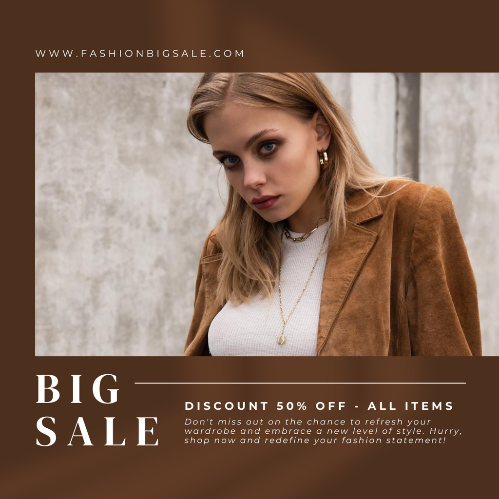 Brown Ad About Big Sale On All Items Instagram Šablona návrhu