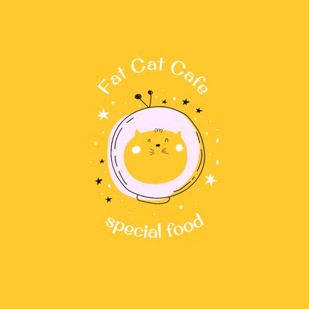 Cat Cafe with Funny Cat Logo Design Template