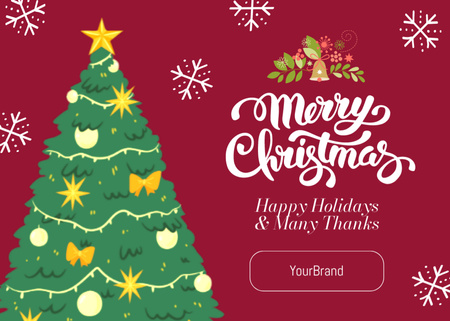 Plantilla de diseño de Heartfelt Christmas and New Year Cheers with Cute Decorated Tree Postcard 5x7in 