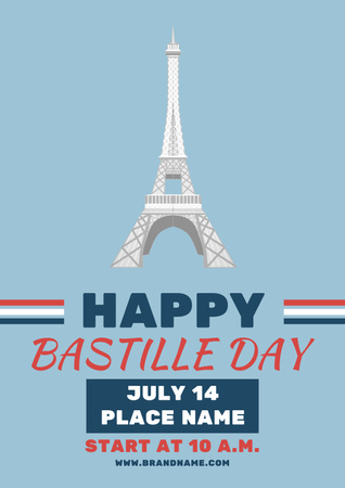 Plantilla de diseño de Bastille Day of France Announcement Celebration Poster 