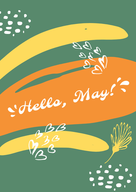 Plantilla de diseño de May Day Celebration Announcement with Sketches of Hearts Postcard A6 Vertical 