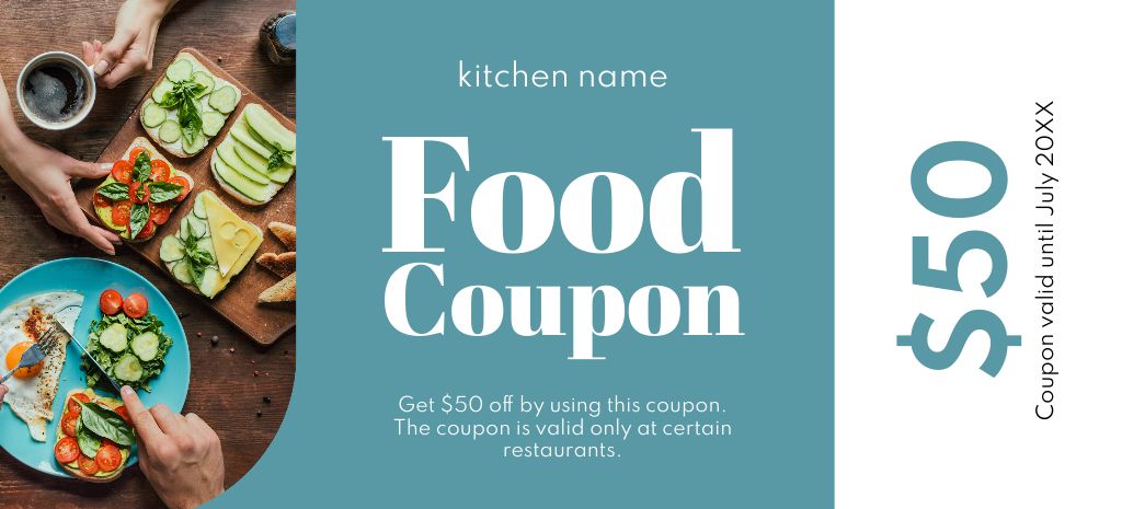 Food Sale Voucher Coupon 3.75x8.25inデザインテンプレート