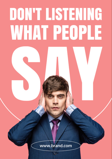 Young Man Doesn't Listen to People's Opinions Flyer A6 Design Template