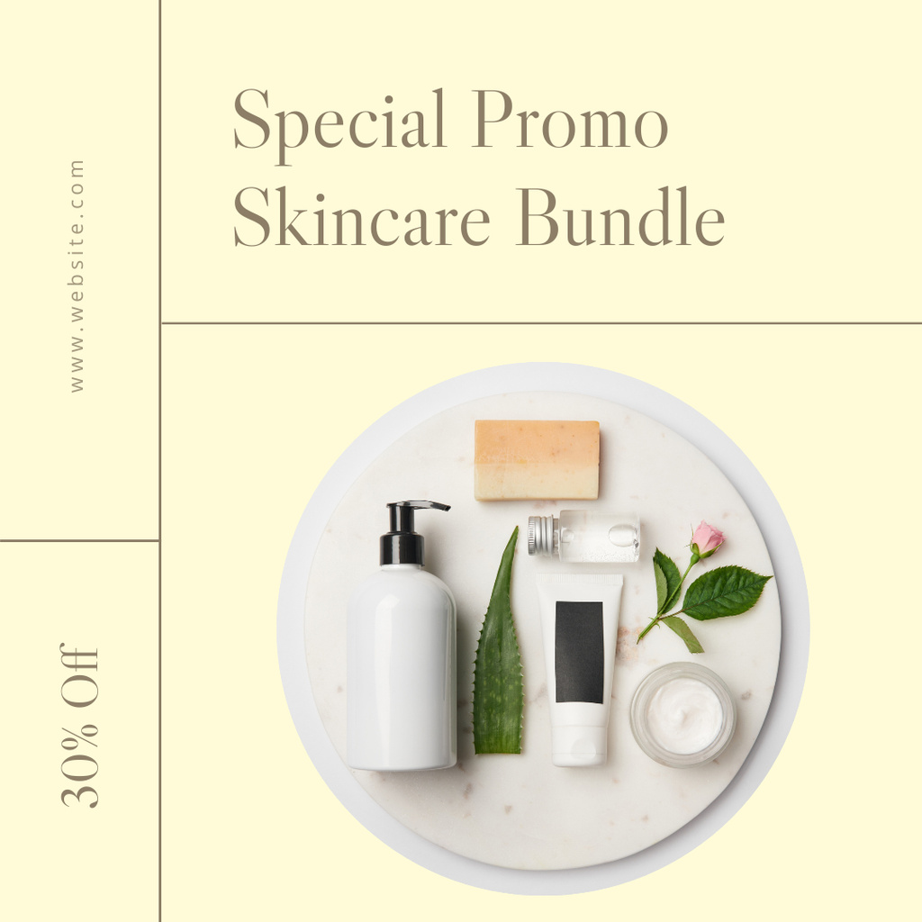 Skincare Bundle Ad with Creams and Serum Instagramデザインテンプレート