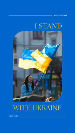 Modèle de visuel Exprimer sa solidarité avec l'Ukraine avec des drapeaux du cœur - Instagram Story