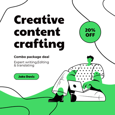 Thoughtful Content Writing And Translating Service With Discounts Instagram Design Template