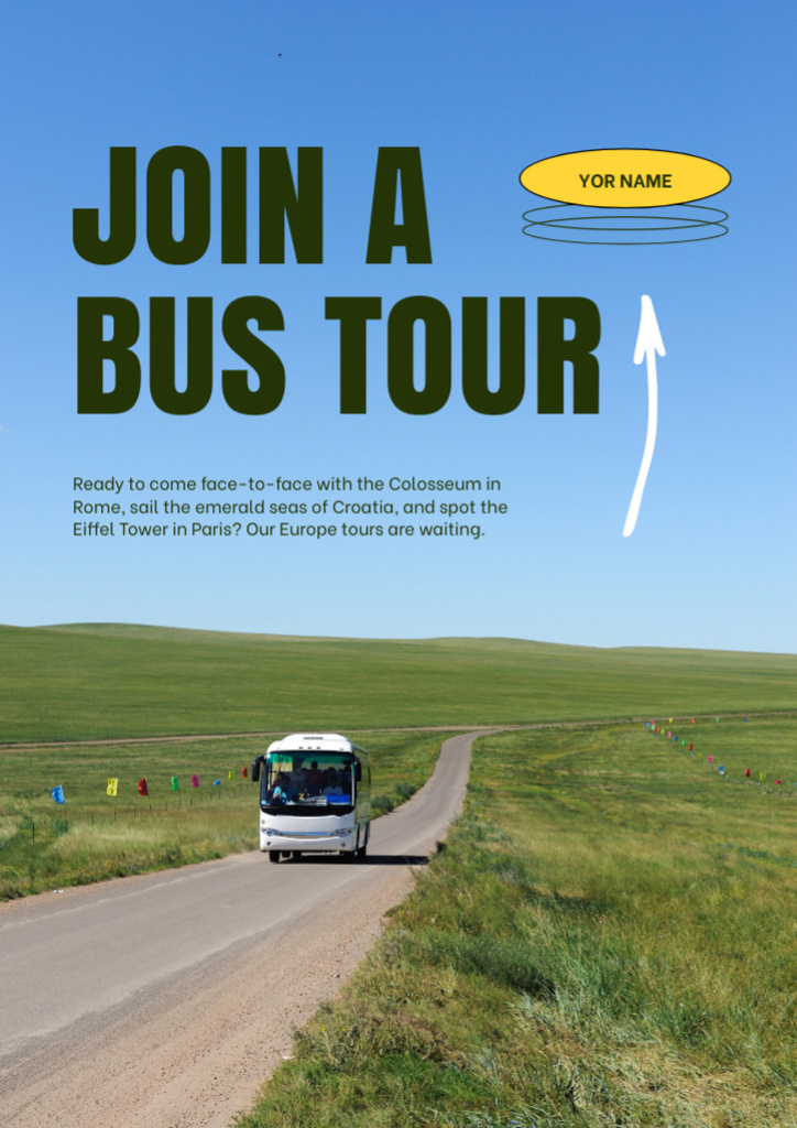 Bus Tour Announcement to mediterranean Europe Newsletter Πρότυπο σχεδίασης
