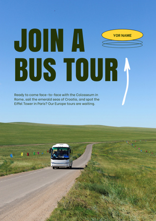 Template di design Annuncio di tour in autobus per l'Europa mediterranea Newsletter