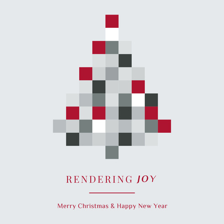 Stylized pixel Christmas tree for Greeting Instagram Design Template