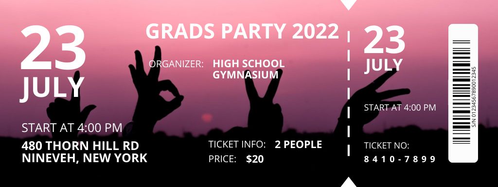 Graduation Night Party Ticket Šablona návrhu