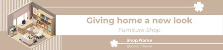 Furniture Shop Ad with Stylish Interior Ebay Store Billboard Tasarım Şablonu