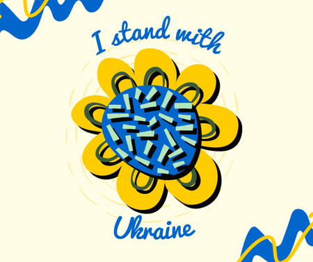 Showing Ukraine Our Heartfelt Support Through Floral And Ribbons Facebook Design Template