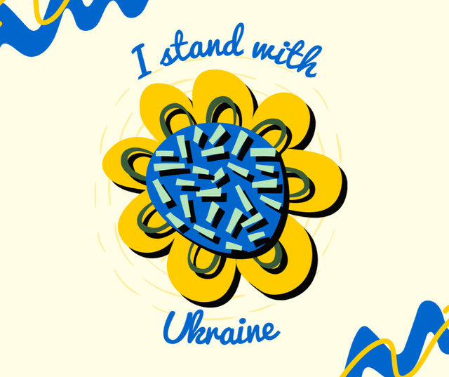 Designvorlage Showing Ukraine Our Heartfelt Support Through Floral And Ribbons für Facebook