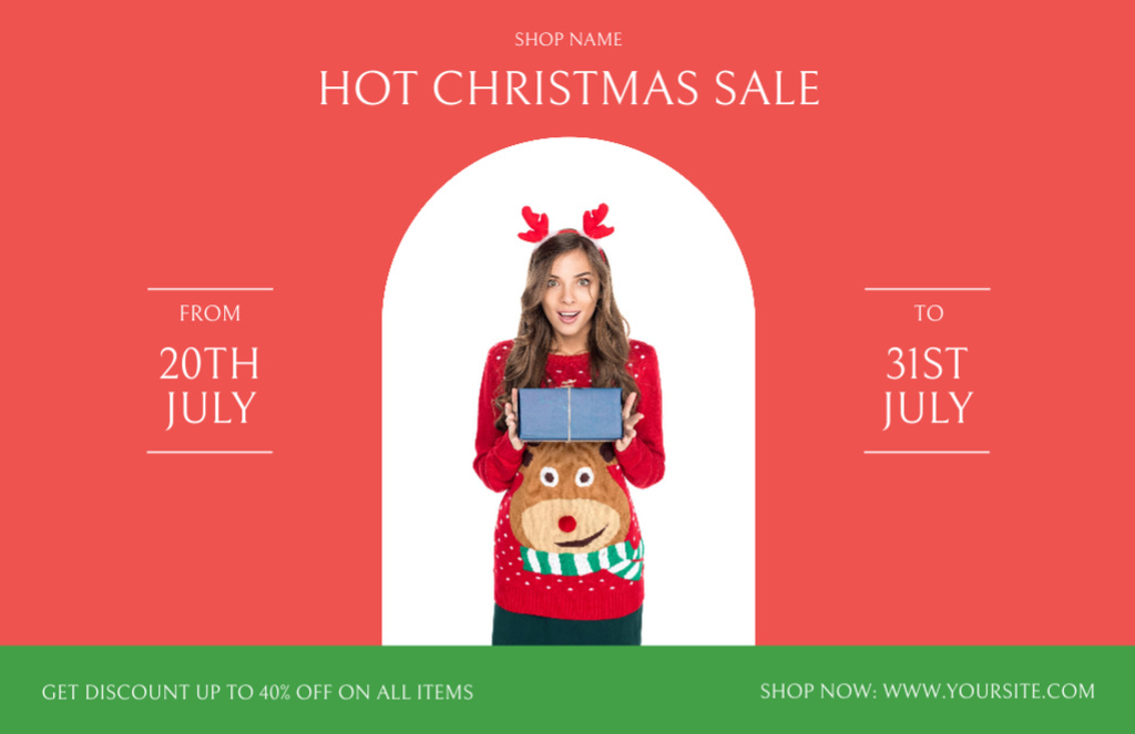 Charming July Christmas Items Sale Announcement Flyer 5.5x8.5in Horizontal Design Template