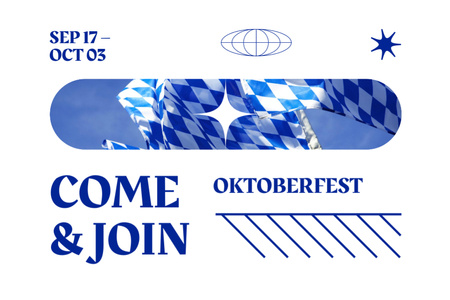 Oktoberfest Exciting Disclosure on Blue ans White Flyer 4x6in Horizontalデザインテンプレート