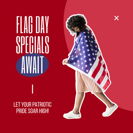 Young African American Woman with America Flag Animated Post Design Template