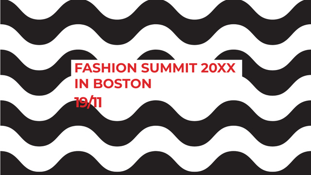 Fashion Summit invitation on Waves in Black and White FB event cover – шаблон для дизайну