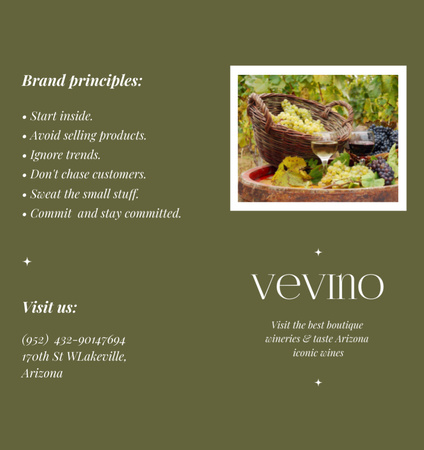 Designvorlage Weinprobe mit Trauben im Korb für Brochure Din Large Bi-fold
