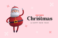 Christmas And New Year Greetings With Toylike Santa