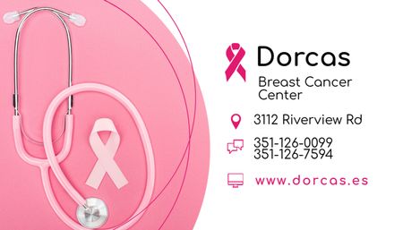 Ontwerpsjabloon van Business Card US van Borstkankercentrum aanbieding met roze lint