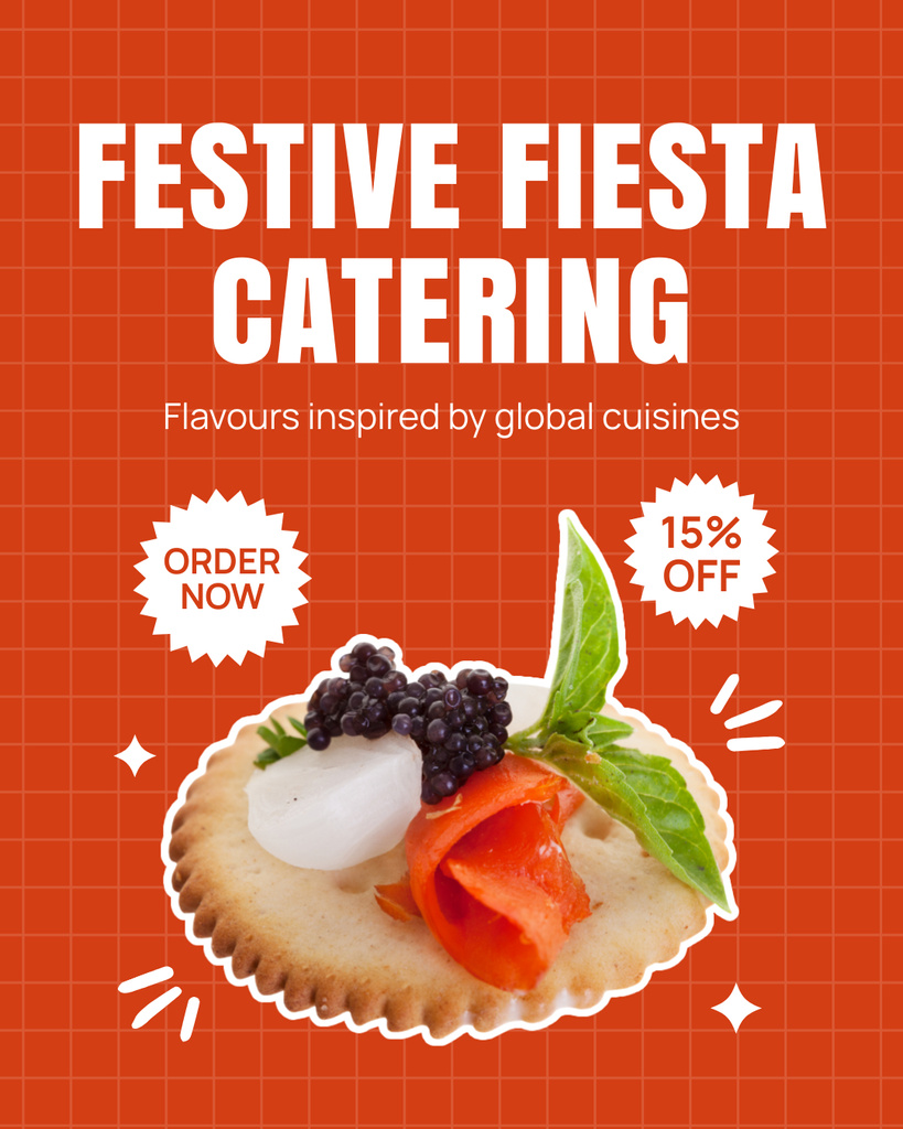 Discount on Global Cuisine Catering Orders Instagram Post Verticalデザインテンプレート