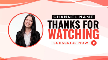 Молодая деловая женщина благодарит за просмотр контента YouTube outro – шаблон для дизайна