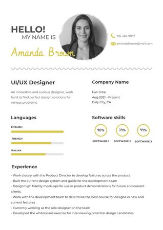 Template di design Digital Designer Skills and Experience Resume