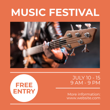 Music Festival Ad with Guitarist on Stage Instagram Design Template