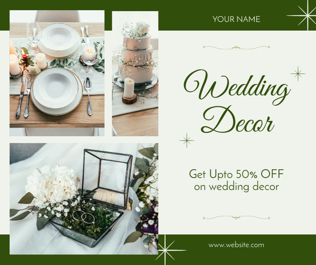 Modèle de visuel Wedding Decor Discount - Facebook