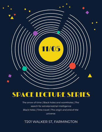 Space Event Announcement Space Objects System Flyer 8.5x11in Design Template