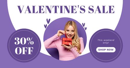 Designvorlage Valentinstag-Verkauf mit schöner Blondine für Facebook AD