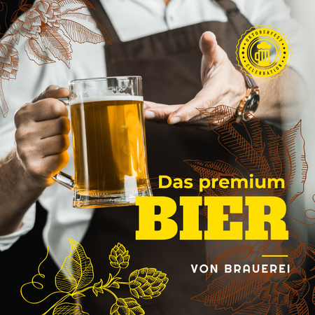 Oktoberfest oferece cerveja em caneca de vidro Instagram Modelo de Design