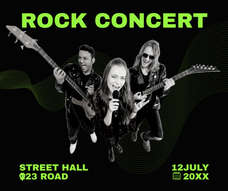 Outstanding Rock Music Concert With Band In Summer Facebook Design Template