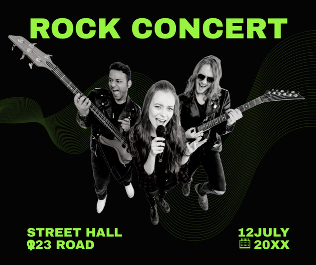Ontwerpsjabloon van Facebook van Outstanding Rock Music Concert With Band In Summer