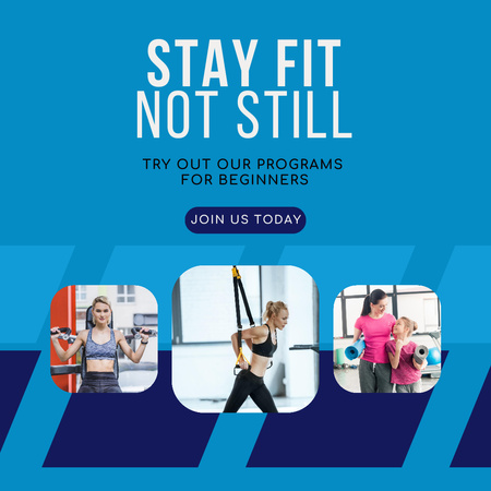 Designvorlage Motivation for Workout in Gym für Instagram