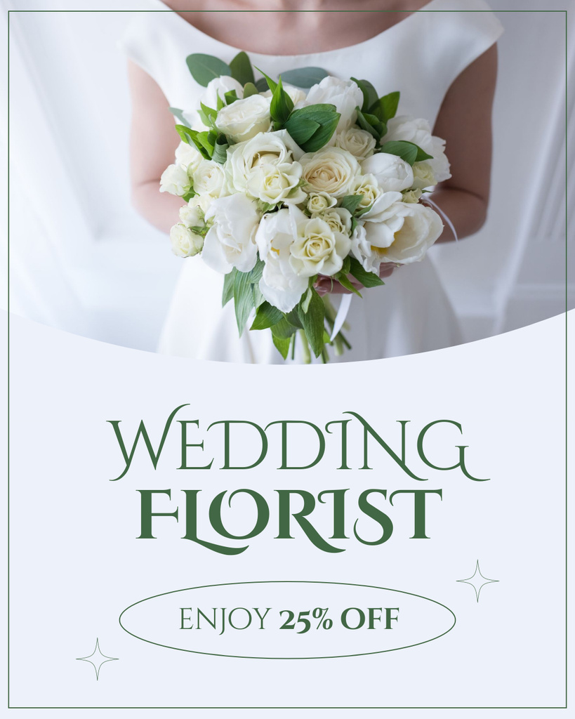Discount on Wedding Bouquets in Floristry Salon Instagram Post Verticalデザインテンプレート