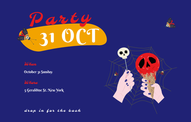 Halloween Party With Spooky Treats Invitation 4.6x7.2in Horizontal Design Template