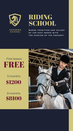 Riding School Offer with Man on Horse Instagram Story Design Template