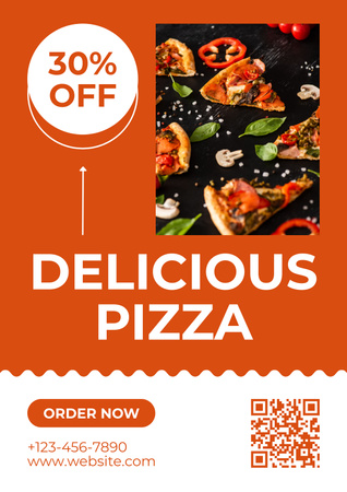Discount for Ordering Delicious Pizza Poster Design Template